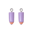 Detailed macro view of purple resin pencil charms with silver metallic loop hangers - With Eye Screw Pendant / Purple