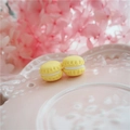 Set of two lemon yellow polymer clay macaron miniatures for DIY crafts and hair accessories - Light Yellow