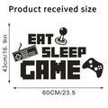 Afmetingen van Eat Sleep Game muursticker van 60cm x 43cm voor een echte gamerkamer - KS110 Stijl / 43x60cm