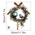 Detailed view of Christmas wreath wall sticker with robin and blue lantern, size 35x30cm - KSA-37B Bagged