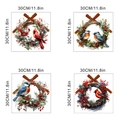 Set di 4 adesivi murali natalizi da 30x30cm con uccelli cardinali e blu - 30*30cm x 4 Fogli