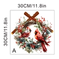 Detalle del adhesivo de pared decorativo con pájaros cardenales y corona de invierno - KSA-38A
