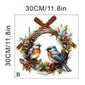 Detalle de pegatina de pared con aves y corona de bayas 30x30cm para decoración - KSA-38B