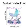 Detail showing dimensions of mermaid tail wall sticker with watercolor sea plant motifs - Watercolor Mermaid (KSA-43) / Standard Type