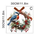 Adhesivo de 30 cm con pájaro en rama de pino y bayas rojas para decoración de pared - KSA-38C