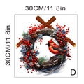 30x30cm self-adhesive wall sticker with red cardinal, pine cones, and winter berries - KSA-38D