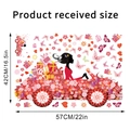 Detailed dimension guide showing the 57x42cm sheet size for the floral car wall decal - 42*57CM In Bag Packaging