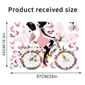 Detailed size chart showing 57x42cm dimensions for flower fairy bicycle wall stickers - 42*57CM In Bag Packaging