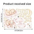 Detail showing self-adhesive wall decals with cute rabbits and stars, size 42x57cm - 42*57CM In Bag Packaging