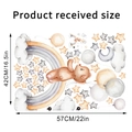 Detailed sheet size of watercolor bear and rainbow wall stickers measuring 57x42cm - Bear Holding Balloon On Rainbow Style(KSA-56) / Bagged Packaging