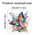 Dettaglio di adesivo da parete con farfalla e fiori dipinti a mano misura 30x30 cm - Stile Fiore Farfalla A (KSA-59A) / 30*30CM In Busta