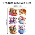 Detail of cute cat and flower wall stickers set showing size 42x57cm for home decor - 42x57cm