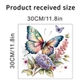 Vista dettagliata dell'adesivo murale farfalla e fiore con dimensioni di 30 cm - Stile Fiore Farfalla C (KSA-59C) / 30*30CM In Busta