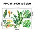 Layout detail showing 90x30cm watercolor tropical plant wall stickers with banana leaf prints - 30x90cm