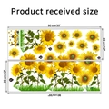 Detailliertes Layout der Sonnenblumen-Wandtattoos mit Maßen und nummerierten Teilen - Sonnenblume Gras Stil