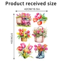Feuille détaillée de stickers muraux aquarelle avec motifs de camion de tulipes et panier - Style Camion de Tulipes (KSA-84)