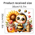 Detalle del adhesivo de pared abeja y girasol dimensiones 35x30cm para decoración - Estilo Abeja Con Corazón (KSA80A)