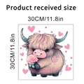 Dettaglio adesivo da parete mucca Highland con rose e cuori, misura 30cm x 30cm - Mucca delle Highlands Rosa (KSA70C) / KSA70C-30X30CM