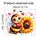 Vista detallada del adhesivo de pared abeja y girasol con medidas 35cm x 30cm decoración - Estilo Abeja Con Girasol (KSA80B)