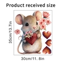 Adesivo murale topo acquerello dimensioni del prodotto ricevuto specifiche 35cm x 30cm - Topo Con Cuore Rosso E Fiori (KSA81C) / 30x35cm