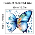 Zelfklevende muurstickers 35x30cm met blauwe vlinder en kleurrijke bloemmotieven - Vlinderzwerm Stijl (KSY211C)