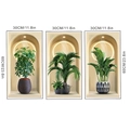 Set van 3 zelfklevende 3D plantenmuurstickers met boogontwerp en verlichte ringdecoratie - 30x60cm Set van 3