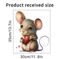 Dimensioni dettagliate dell'adesivo murale topo con cuore, misura 35cm x 30cm - Topo Con Grande Cuore Rosso (KSA81D) / 30x35cm