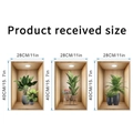 Detailoverzicht van 3D planten muurstickers in houten frames met nauwkeurige afmetingen - 40x28cm (Pak van 3 Vel)