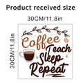 Detail of 30cm Coffee Teach Sleep Repeat wall decal with beans and cup illustration - Coffee Teach Sleep Repeat (KSY235A)