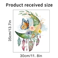Detailed dimension guide for self-adhesive butterfly and floral moon toilet wall sticker - Moon Feather Butterfly Style (KSY211F)