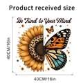 Détails des dimensions du sticker mural Tournesol et Papillon au design Be Kind - 40*40CM en Sac
