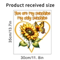 Detailed size chart showing sunflower heart wall sticker dimensions 35cm by 30cm - 30*35CM Bagged Packaging