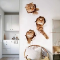 3D cat wall decals set featuring realistic ginger tabbies for nursery wall decoration - 3D Wall Breaking Orange Cat (XH6215)