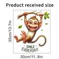 Detaillierte Maße des Affen Wandtattoos mit Smile Everyday Text und Ast Motiv - 30*35cm