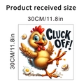 Detail of 30cm cartoon chicken wall sticker with Cluck Off text and fried egg pattern - 30*30CM In Bag