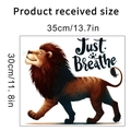 Detail der Löwen-Wandsticker mit Just Breathe Spruch, Größe 35x30 cm gezeigt - In Beuteln Verpackt