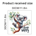 Detail view of a cute koala on branch wall sticker with choose HAPPY text 30x30cm - 30x30cm (K-S14)