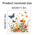 Détails des dimensions de 30x30cm pour les stickers muraux de fleurs et papillons - Style Combinaison Fleurs Sauvages Papillon (KS6808C)