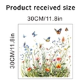 Sticker mural imperméable 30x30cm avec fleurs sauvages peintes à la main et papillons - Style Floral Papillon Peint à la Main (KS6808D)
