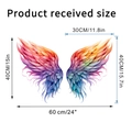 Dimensioni dettagliate dell'adesivo murale ali piumate arcobaleno misura 60x40cm - Stile A (KS6813A)
