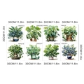 Detailed catalog of 8 watercolor potted plant wall stickers including Monstera and Ficus - Green Plant Potted Combination (KSA33)