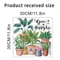 Gedetailleerde afmetingen van waterdichte muurstickers met planten en bloemengieter - Aquarel Potplanten Met Artistieke Slogan (KSY247B) / 30x30cm