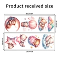 Pink cartoon bear on moon and hot air balloon wall stickers set measuring 30x90cm - 30*90cm