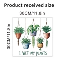 Muurstickers hangplanten aquarelstijl met grappige tekst afmeting 30x30cm - Aquarel Hangplanten Met Humoristisch Citaat (KSY247C) / 30x30cm