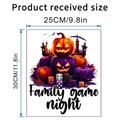 Halloween wall sticker with ghost castle and pumpkins showing product size 25x30cm - Family Game Night Style (KSW16B)