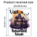Detailed dimensions of 25x30cm haunted house wall sticker for Halloween decoration - Visit a Haunted House Style (KSW16C)