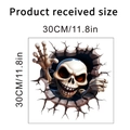 Detailed 30x30cm macro view of Halloween 3D skull wall sticker with size dimensions - KSW14E-30X30CM In Bag