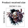 Detailed 3D zombie wall decal with red eyes emerging from wall, size 30x30cm - KSW14F-30X30CM In Bag