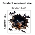 Detailed view of 30x30cm 3D Halloween wall sticker with monster and bat elements - KSW14G-30X30CM In Bag