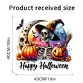 Detailed dimension guide for 40cm Halloween wall sticker with pumpkin skull graphics - 40*40CM in Bag